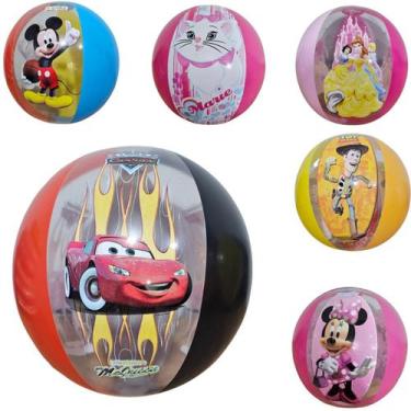 Imagem de Bola Inflável Disney 40cm Infantil Piscina Praia, Carros