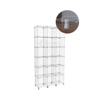 Imagem de Estante Aramada 18 Nichos Vertical Branco Prateleira de Aço para Livros Roupas Sapatos