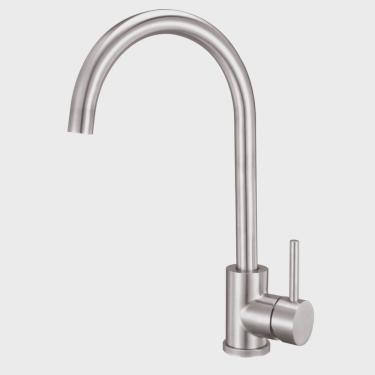 Imagem de Torneira Inox Cozinha Bancada, bica Alta Monocomando, Escovada, Linha Inox Cromada Gras...