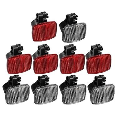 Imagem de X AUTOHAUX Kit refletor dianteiro traseiro de bicicleta 10 peças refletores de aviso de segurança para guidão e ciclismo noturno vermelho e branco