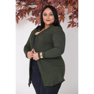 Imagem de Casaquinho Cardigan Manga Longa Lanzinha Plus Feminina - PMQ, Verde mi