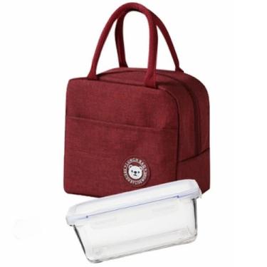 Imagem de Pote Hermético de Vidro + Lancheira Térmica – Marmita Térmica, Fitness e Lancheira, Design Prático e Seguro, Mantém os Alimentos Frescos e Organizados, Perfeito para Uso Diário e Viagens. (Vinho)