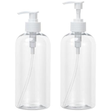 Imagem de Dispensador de bomba de xampu, frascos de xampu Yebeauty com bomba de 500 ml, garrafa de chuveiro recarregável vazia de plástico transparente, 2 recipientes com trava de viagem para sabonete creme