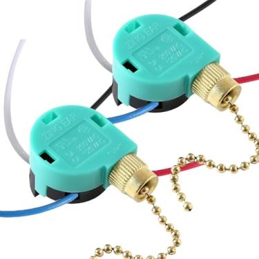 Imagem de Generic 2 peças interruptor de puxar para ventilador de teto ventiladores de teto luzes de parede substituição profissional resistente Ze-268S6, Corrente de Puxar de Ouro
