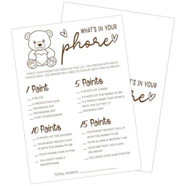 Imagem de ZEDEV 30 PCS Cute Bear What's on Your Phone Baby Shower Game for Boy Girl, Double-Sided Games Gender Neutral Gender Reveal Party Supplies & Decor-C10