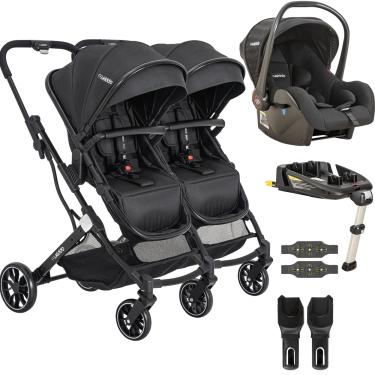 Imagem de Carrinho Kiddo de Gemeos Bebe Conforto Base ISOFIX Zig Zag Preto