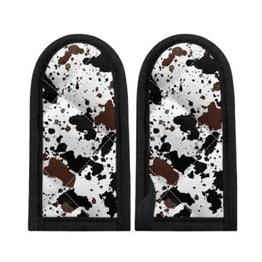 Imagem de Coldinair Conjunto de 2 suportes de frigideiras de ferro fundido com estampa preta e marrom, manga de panela, resistente ao calor, para cozinha e cozimento