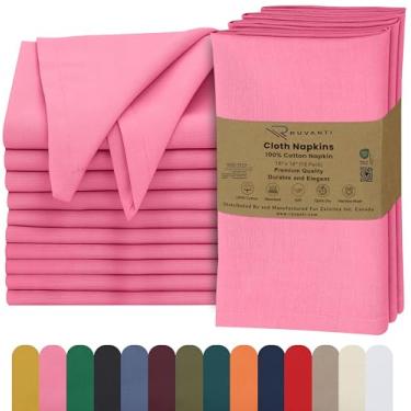 Imagem de RUVANTI Conjunto De 12 Guardanapos Pano Ruvanti, 45X45 Cm, 100% Algodão, Laváveis, Macios E Absorventes, Perfeitos Para Jantares Casamento, Natal Ação Graças - Rosa