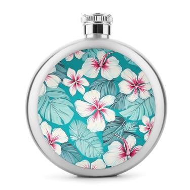 Imagem de Cantil de aço inoxidável, estampa de flores de hibisco tropical, clássico, cantil, garrafa de viagem, portátil, garrafa de metal