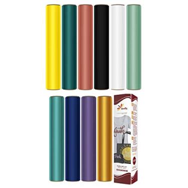 Imagem de Conjunto de vinil de transferência de calor Firefly Craft | Pacote com dez melhores de vinil HTV | Vinil de ferro para Cricut e Silhueta | 10 cores mais vendidas – Incluindo HTV preto e branco – 30 x 50 cm cada