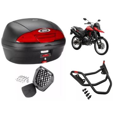 Imagem de Baú Givi Traffic 3 preto 45l + Bagageiro Lander 2019 2020 2021 2022 2023 2024 2025 Monoloc