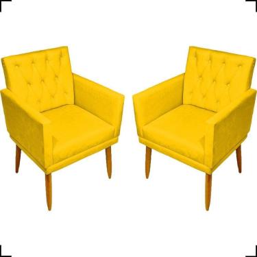 Imagem de Kit 2 Poltronas Decorativa Para Sala Recepção Nina Capitonê Suede Cores Pé Palito