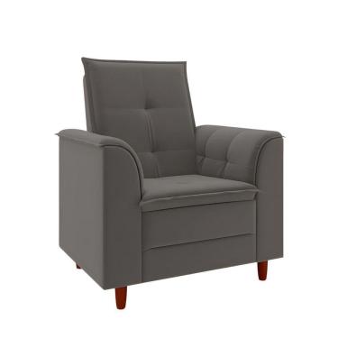Imagem de Poltrona Decorativa Estofada Confortável Sala Isis Suede Cinza