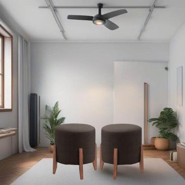 Imagem de Kit 2 Puff Decorativo Para Sala Redondo Luxo Dallas Veludo Marrom