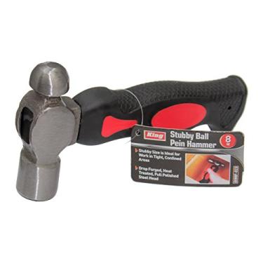 Imagem de Martelo de Pein KING de 227 g com Alça de Fibra de Vidro 0088-0 | Mini Ferramenta Portátil de Peeling para Trabalho em Metal | Cabeça de Aço Forjada com Queda, Tratada com Calor e Totalmente Polida