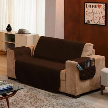 Imagem de Protetor de Sofá 2 Lugares - Prático, Macio e Lavável, Ideal para Casas com Pets e Crianças – Ótimo Custo-Benefício – FV Enxovais (Marrom, 2 Lugares)