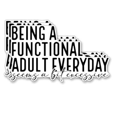 Imagem de (3 peças) Adesivo Being A Functional Adult Everyday Seems A Bit Excessive Sayings Funny Sayings Humorous Quotes Decore Livros Laptop Phone Garrafas de Água Kindles Tumbler Adesivos de Vinil