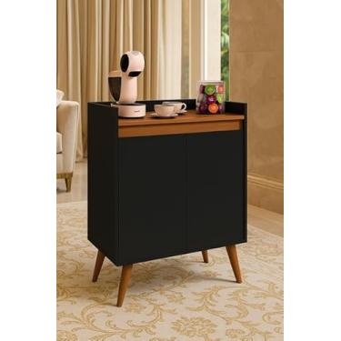 Imagem de Genérico, Aparador Buffet Armario Vitoria 2 Portas Prateleira Pés Palito Preto/Freijó - MJM Casa dos Moveis