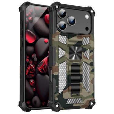 Imagem de Eilkmcre Capa para iPhone X7 Pro Max, capa de telefone com design de camuflagem com suporte embutido, resistente, à prova de choque, capa protetora camuflada de grau militar para iPhone X7 Pro Max