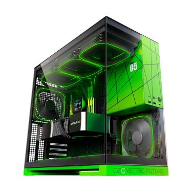 Imagem de Gabinete Gamer Geometric Future Model 5 Preto e Verde Nvidia Style Edição Limitada 5 Fans