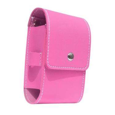 Imagem de KiBcsLic Estojo para Telêmetro de Golfe, Armazenamento de Bolas de Couro PU para Esportes Ao Ar Livre, Presente Compacto para Golfistas com Suporte, Rosa Vermelha