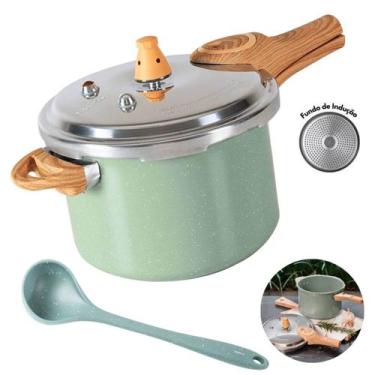 Imagem de Panela De Pressão Brinox Indução Cerâmica 4,2l Com Concha, Verde