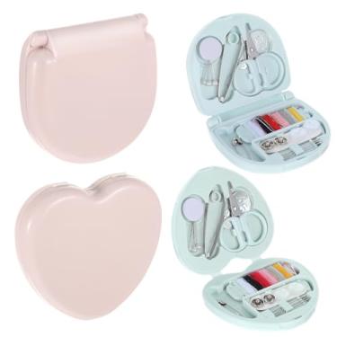 Imagem de YBEATY Pacote com 4 mini kit de costura para viagem, caixa portátil em forma de coração, com tesoura, fios, agulhas, suprimentos para iniciantes e hotéis, mulheres, mães, viajantes, adultos