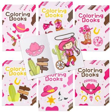 Imagem de X1zuue Cowgirl Coloring Books for Kids - 48Pcs Bulk Pink Western Cowgirl Mini Coloring Booklet DIY Art Drawing Book for Toddlers Holiday Birthday Cowboy Party Goodie Bags Stuffers Classroom Favors