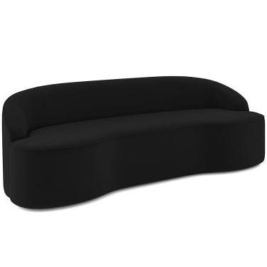 Imagem de Sofá 3 Lugares Curvo Sala de Estar Living Lótus D02 Veludo Preto 210 cm C-300 - Lyam