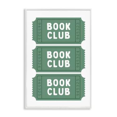 Imagem de Stupell Industries Green Book Club Tickets Arte giclée emoldurada branca, design por Lettered and Lined, 18 x 12
