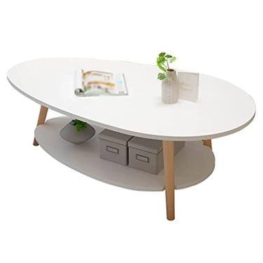 Imagem de Mesa de centro de design simples, mesa de centro industrial de 2 camadas, multifunções, suporte de armazenamento, usado para quarto, sala de estar, mesa de chá, mesa de TV, mesa lateral minimalista