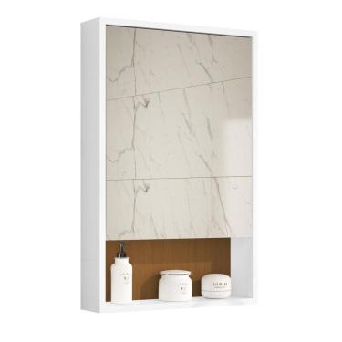 Imagem de Armário Banheiro Aéreo 1 Porta Espelho Branco Nature Gaia
