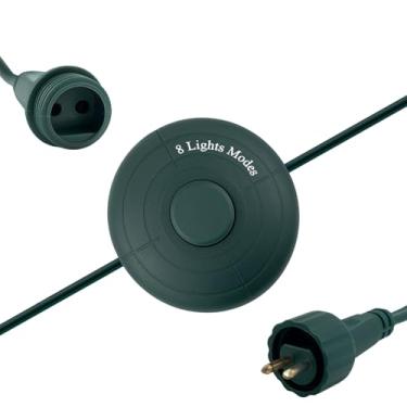 Imagem de Cabo de alimentação de 8 luzes interruptor de pé 1/5.1 cm impermeável para luzes de árvore de Natal, substituição compatível com TS-8W29V, TS-13W29V, TS-17W29V, TS-18WL29V, TS-26WL29V, TS-48W29V