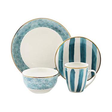 Imagem de Conjunto de louça redonda casual Delice – Coleção de jantar de porcelana de 16 peças com 4 pratos de jantar, 4 pratos de salada, 4 tigelas e 4 canecas – ideia de presente exclusiva para qualquer