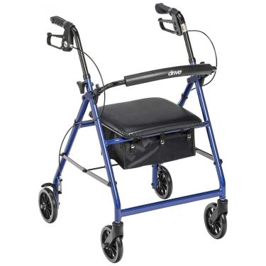 Imagem de Andador Adulto Idoso com Apoio de Braço, Assento Acolchoado e Cesto, Suporta até 136 quilos, DRIVE MEDICAL R726BL, Azul