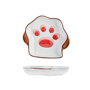 Imagem de Prato de serviço conjunto de utensílios de mesa de estilo japonês pratos e pratos tigela de arroz única para uso doméstico bonito menina coração pratos de mesa de cerâmica (cor: D)