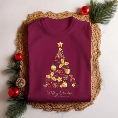 Imagem de Camiseta Unissex Natal Árvore de Natal Festa Personalizada Elegante Es