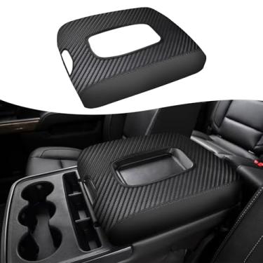 Imagem de Rifoda Para Chevy Silverado & GMC Sierra 2014 2015 2016 2017 2018 Capa de couro de microfibra para assento de salto almofada central acessórios de decoração de proteção de carro (fibra de carbono com