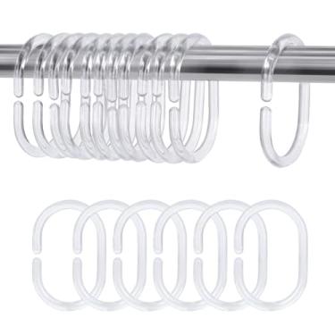 Imagem de Generic 12 ganchos de plástico transparente em forma de C para cortina de chuveiro