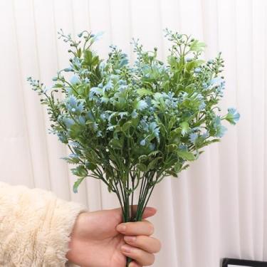 Imagem de 1 peça de flores artificiais de eucalipto buquê de lavanda sintética decoração para casa festiva diária falsa planta decoração azul 35 x 20 cm