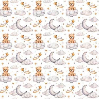 Imagem de Tecido Tricoline Ursinho nas Nuvens - Peripan - 50 x 150 cm - Ideal pa