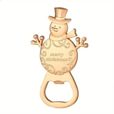 Imagem de 1 abridor de garrafa de metal de Natal, design de boneco de neve — operação manual, presente de festa festiva durável, adequado para casamentos, aniversários, celebrações de Ano Novo e outras ocasiões