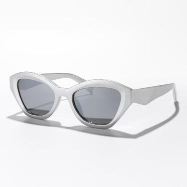 Imagem de Óculos de sol retrô olho de gato para mulheres e homens anos 2000, moda vintage, UV400, óculos de sol para festas, moda urbana, Instagram, estética, Armação prateada/lente espelhada prateada, Lens