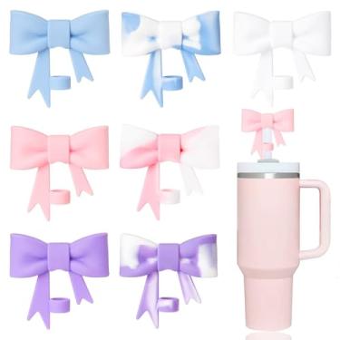 Imagem de Capas de canudo de laço fofas clássicas compatíveis com copos Stanley de 30 e 1,134 g, protetores de canudo de silicone reutilizáveis para canudos StanleyCups de 10 mm Acessórios (7 peças)