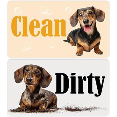 Imagem de Ímã para lava-louças, placa suja limpa, dachshund dupla face, ímã limpo/sujo para máquinas de lavar louça, acessórios magnéticos para casa e cozinha para animais de estimação fofos
