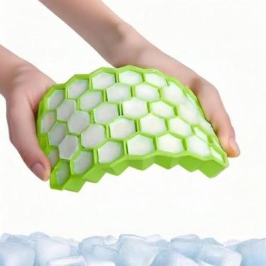 Imagem de Bandejas de gelo para freezer com tampa 37 de silicone para cubos de gelo pequenos, reutilizáveis de liberação fácil em caixas organizadoras ou balde de gelo para bar de coquetel ou xícara de café