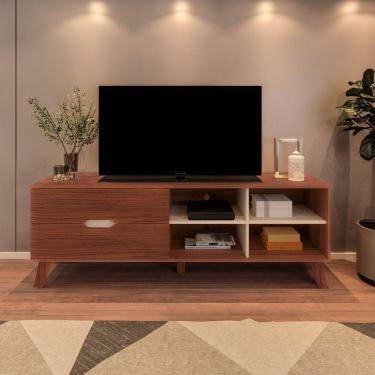 Imagem de Rack Verona Aparador Bancada Para Tv 75 Cedro / Off White