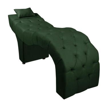 Imagem de Maca Estofada Para Clínica De Estética Facial Com Capitonê Verde