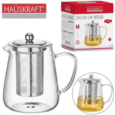 Imagem de Chaleira de vidro com infusor e tampa de inox hauskraft 750ml na caixa