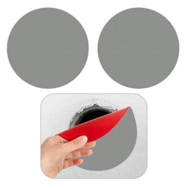 Imagem de Rubber Bond Placa de borracha autoadesiva para tomada de parede, pacote com 5 - fácil de aplicar, remendo para parede de drywall - Capa de placa de parede redonda sem parafusos de 17 cm - Capa de